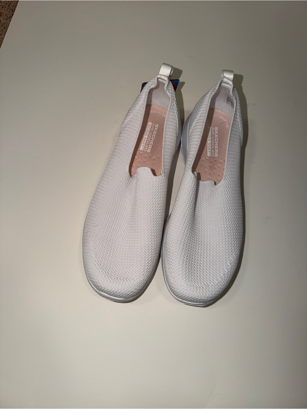 Skechers Women’s White Slip-On Knit Loafers